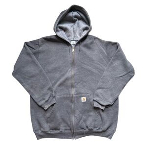 Carhartt Hoodie Mens Size XL Full Zip Up Fleece Sweatshirt Jacket Gray Grunge